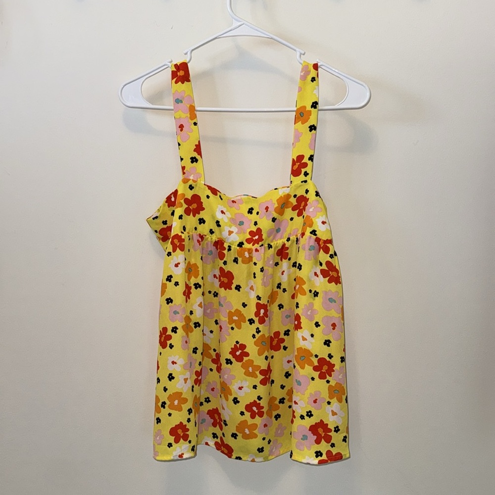 Yellow floral tank top